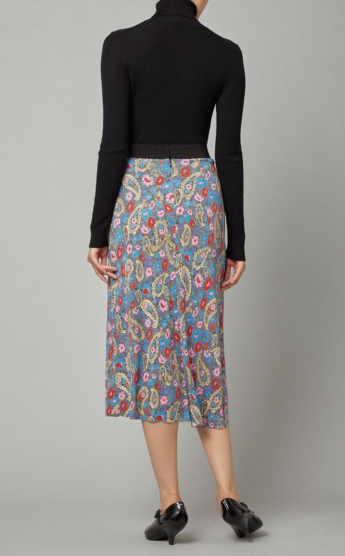 ペイズリープリントミディフレアスカート