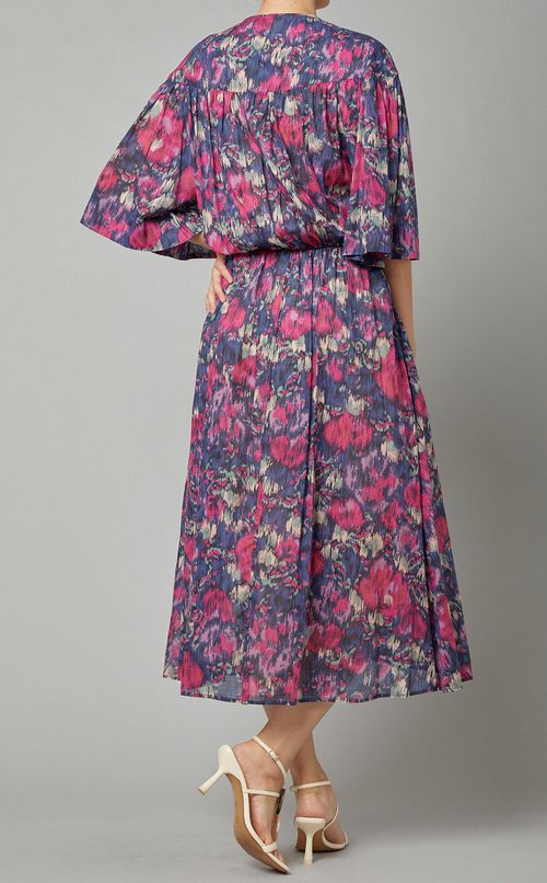 ベルスリーブギャザーロングワンピース