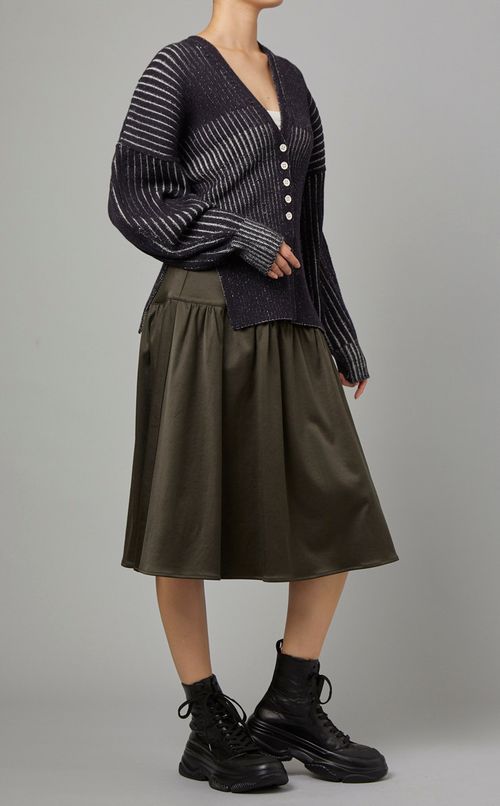 変形リブニットカーディガン