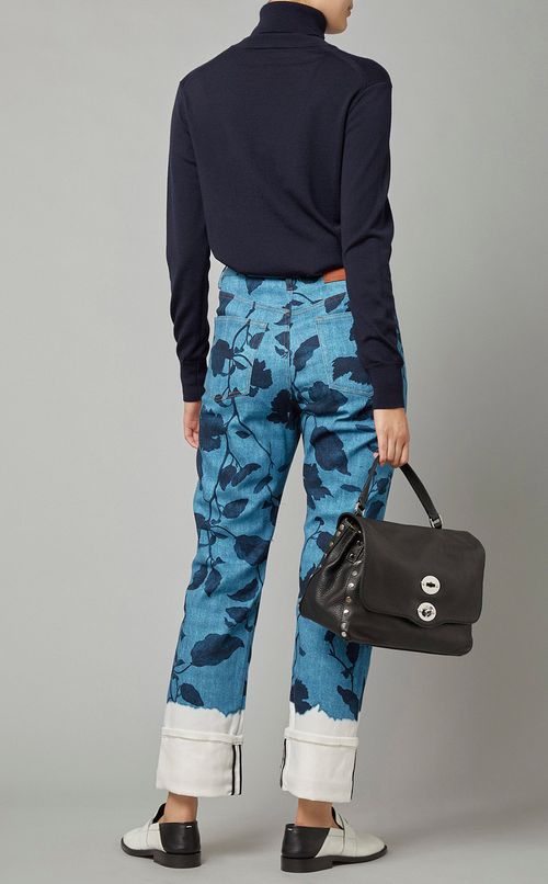 フラワープリントデニムパンツ