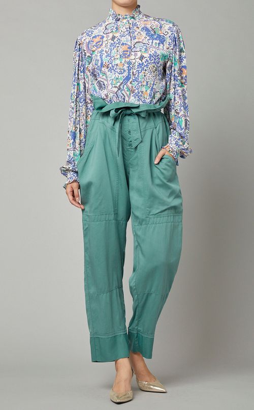 プリントスタンドカラーブラウス