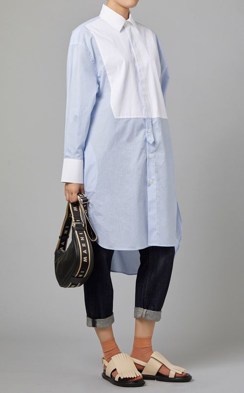 ストライプシャツワンピース