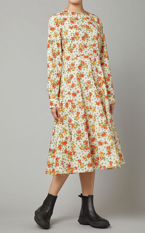 フラワープリントコットンワンピース