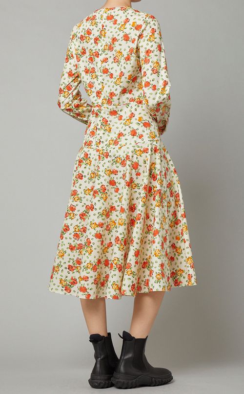 フラワープリントコットンワンピース