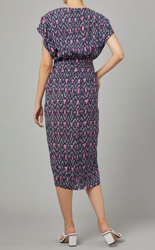 プリントVネックワンピース