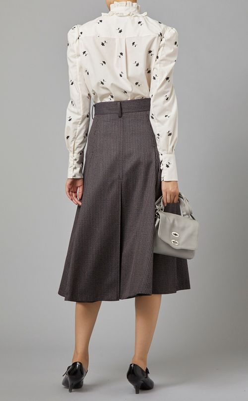 フラワープリントフリルデザインシャツ