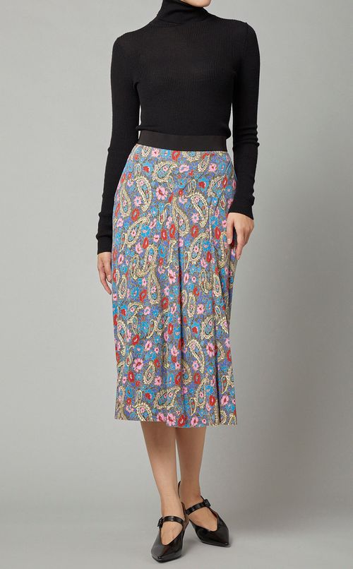 ペイズリープリントミディフレアスカート