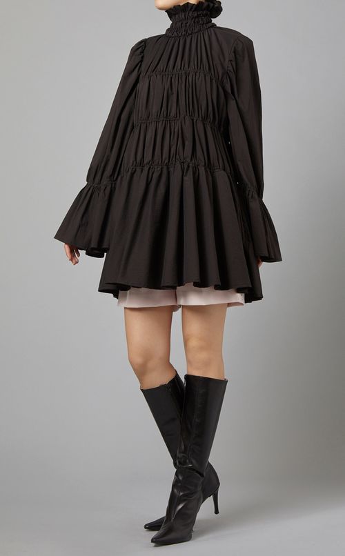 ギャザーフレアミニワンピース