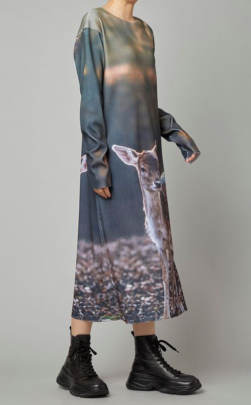 リブクルーネックワンピース