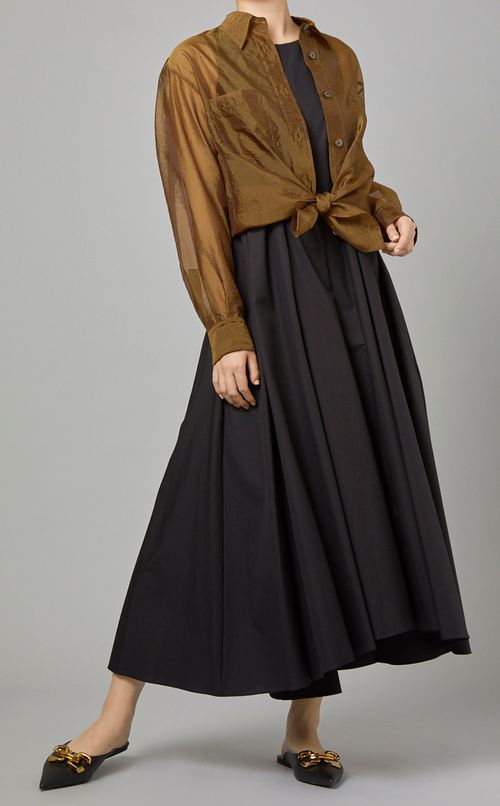 コットンダブルストラップロングワンピース