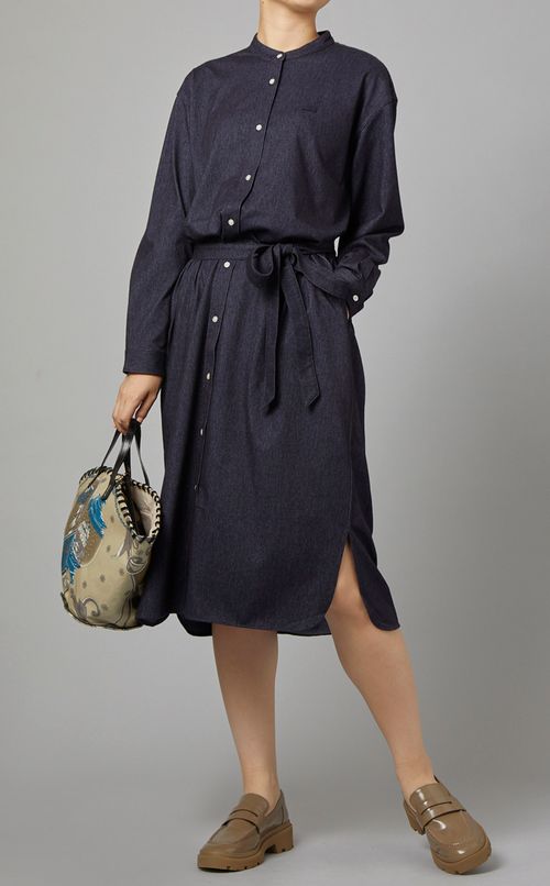 コットン混スリットワンピース