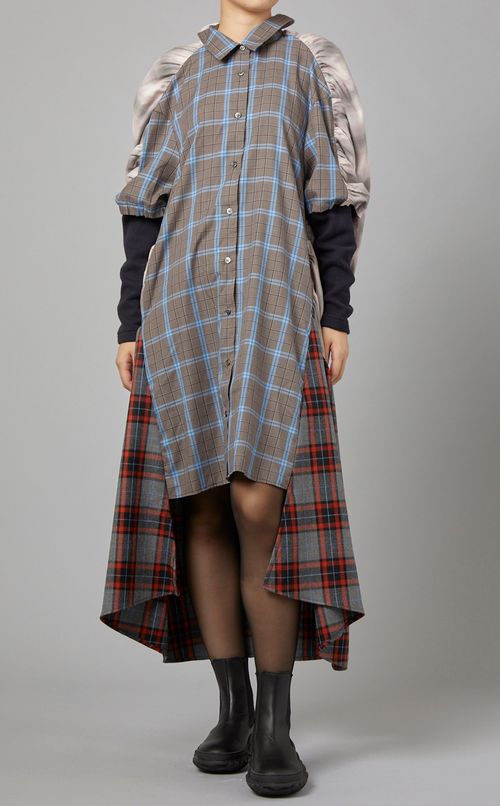 チェックミックスコクーンドレス