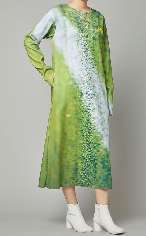 リブクルーネックワンピース