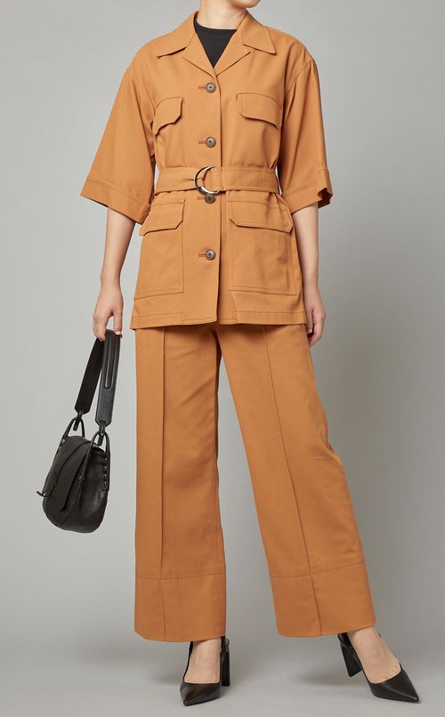 コットンハイウエストクロップドパンツ