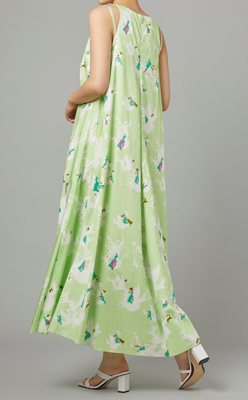 プリントダブルストラップロングワンピース