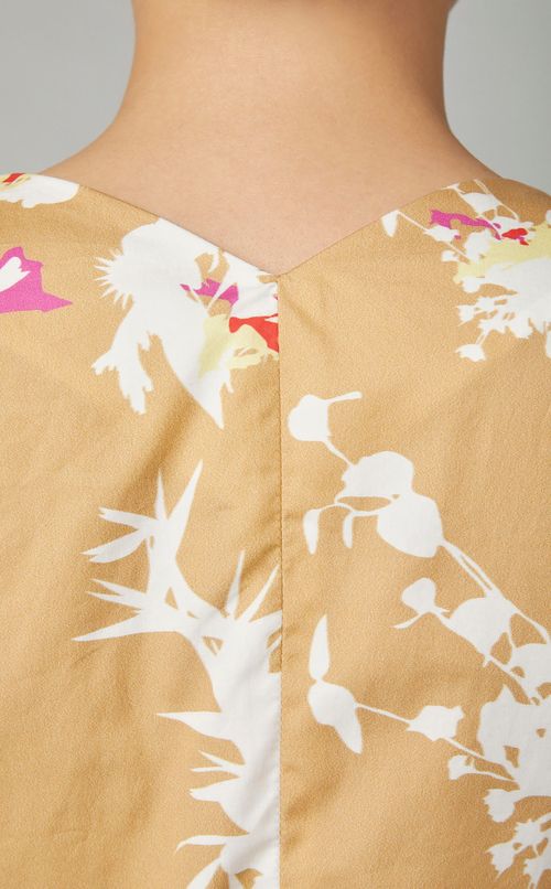 トロピカルプリントタイクロップドブラウス