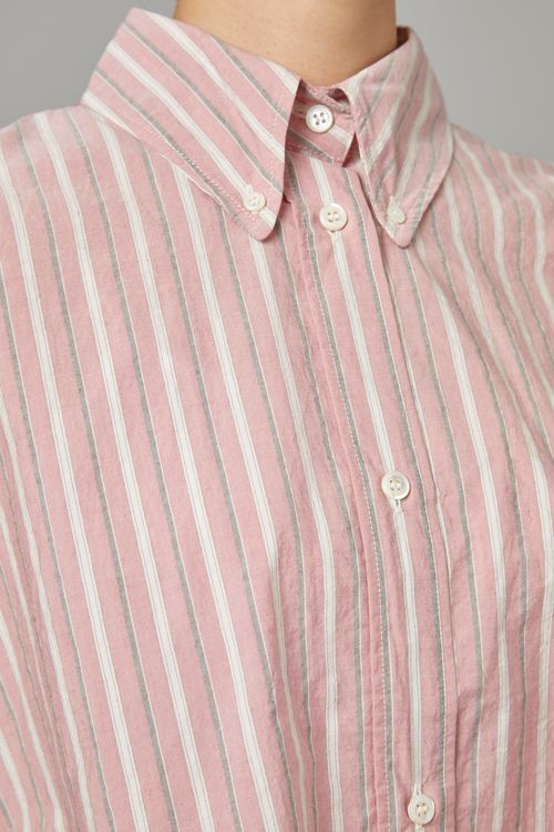 コットンストライプクロップドシャツ