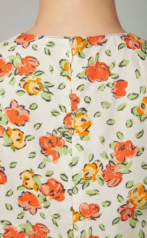 フラワープリントコットンワンピース