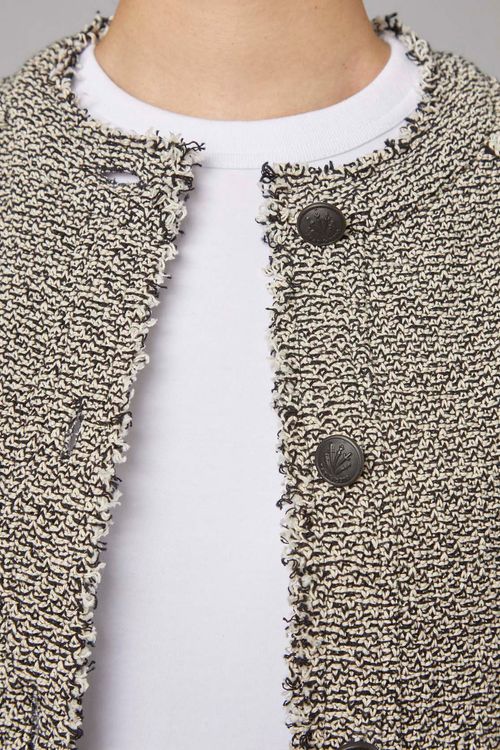 ノーカラーツイードショートジャケット