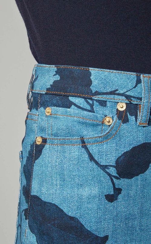 フラワープリントデニムパンツ