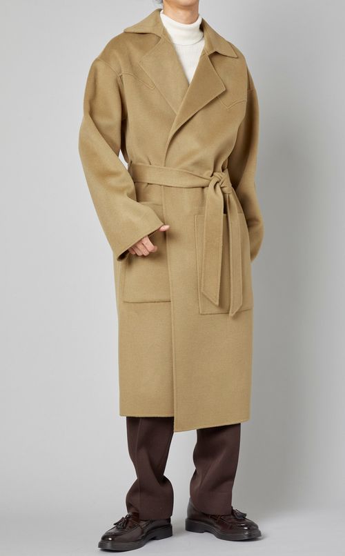 ダブルウールシルクローブコート