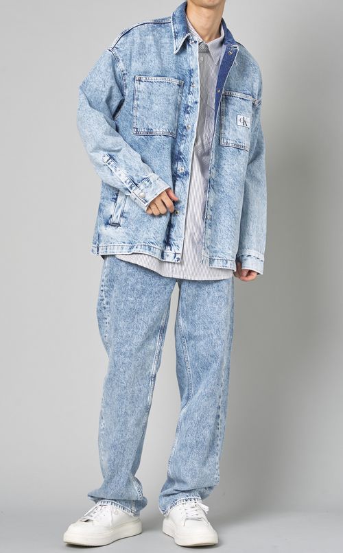 アシッドウォッシュストレートパンツ