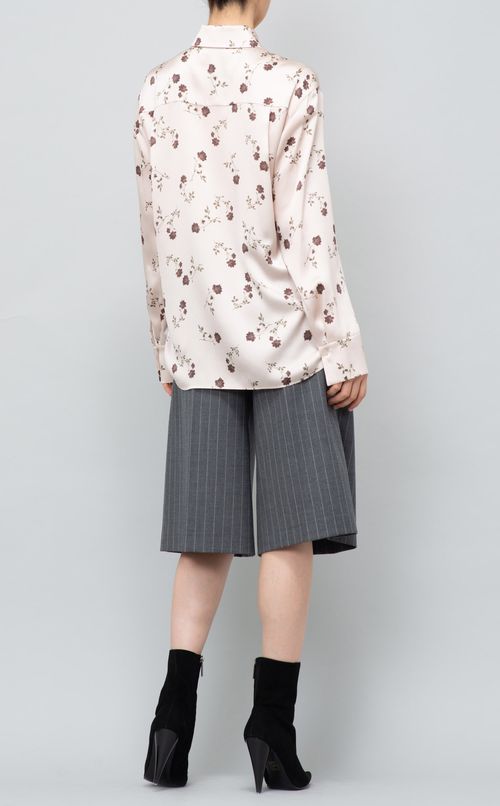 フラワープリントシルクブラウス