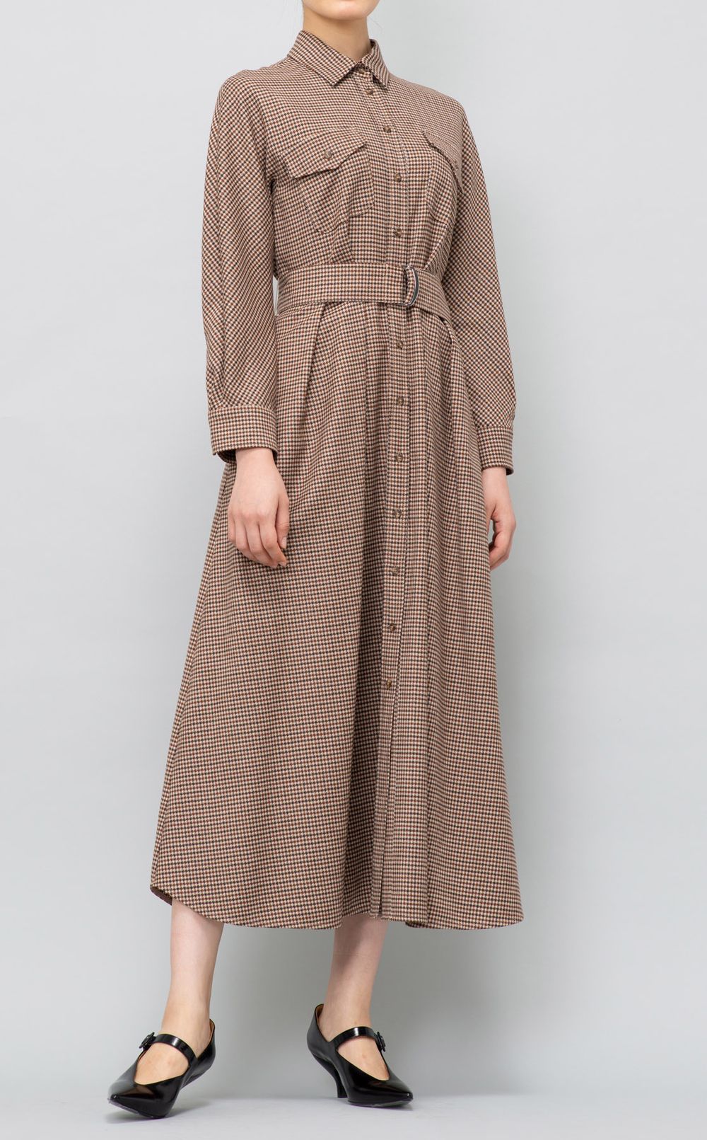 Max Mara Max Mara ベルト付き長袖ドレス Weekend Max Mara|ベルト付フランネルワンピース
