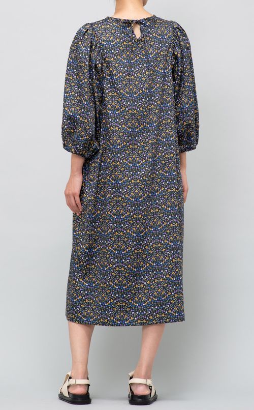 フラワープリントタックギャザーワンピース