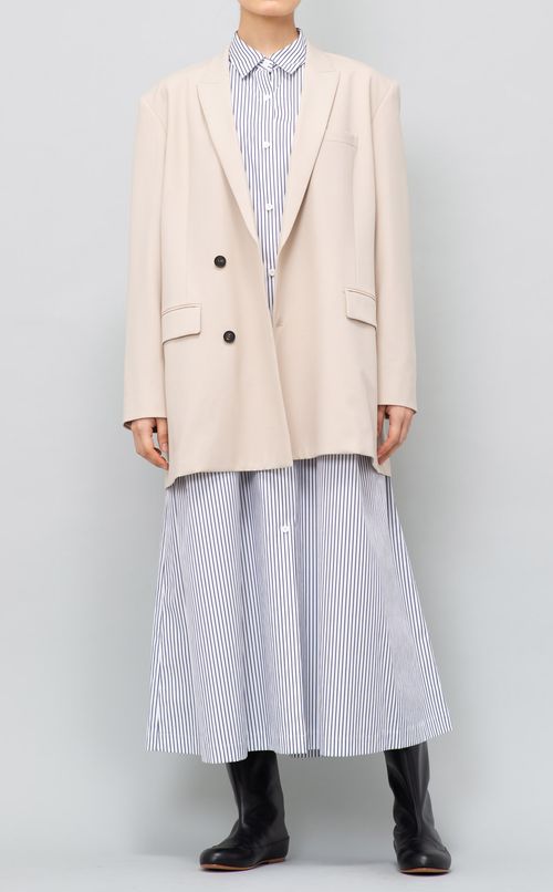 コットンストライプシャツワンピース