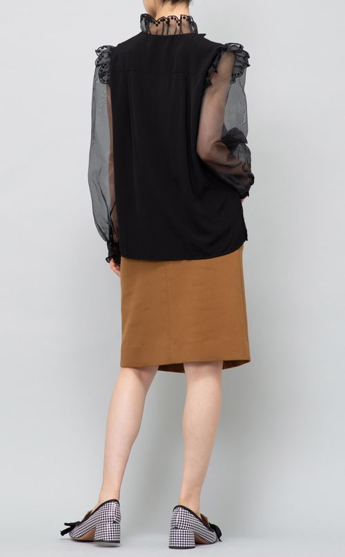 チュールスリーブフリルブラウス