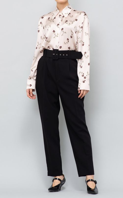 フラワープリントシルクブラウス