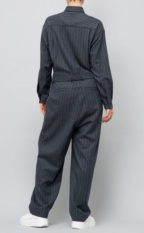 ベルト付きストライプオールインワン