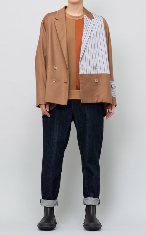 ストライプ切替ダブルジャケット