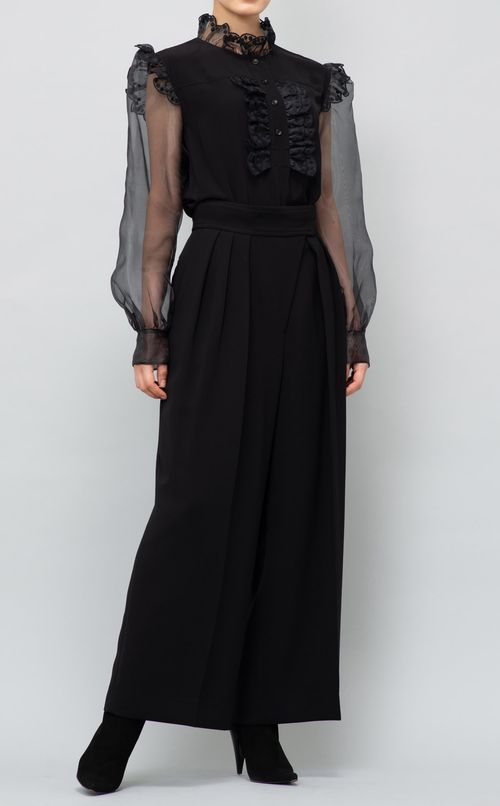 チュールスリーブフリルブラウス