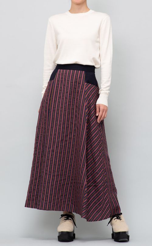 シルク混ストライプスカート