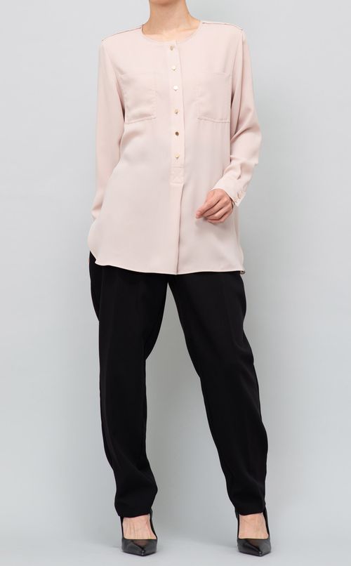 Wポケットロングブラウス