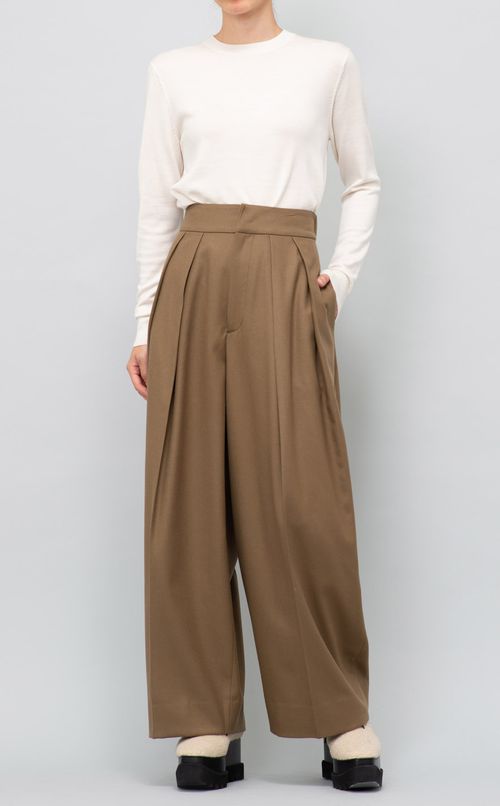 ライトウールタックワイドパンツ