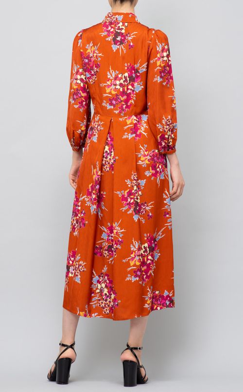 フラワープリントシャツワンピース