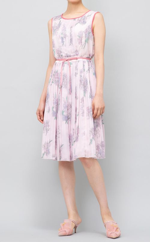 フラワープリントプリーツワンピース