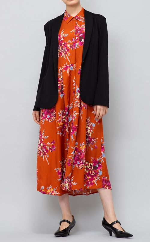 フラワープリントシャツワンピース