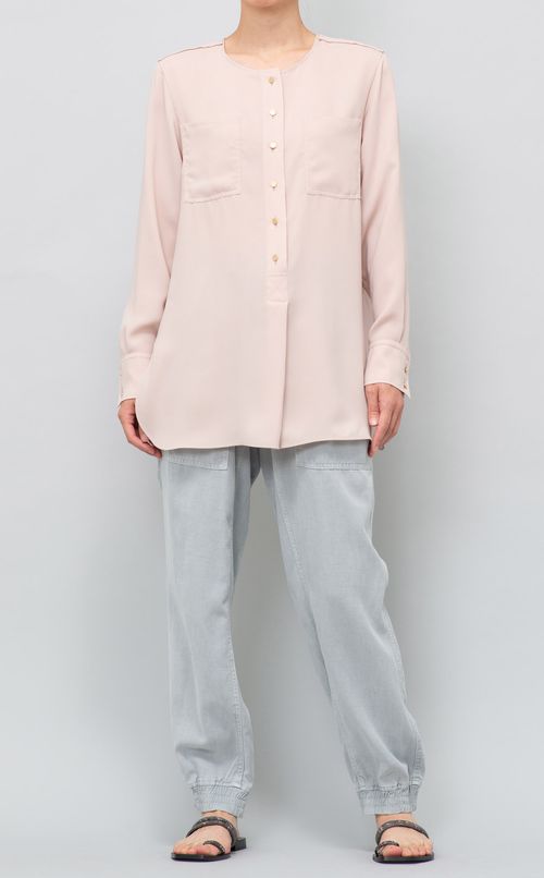 Wポケットロングブラウス