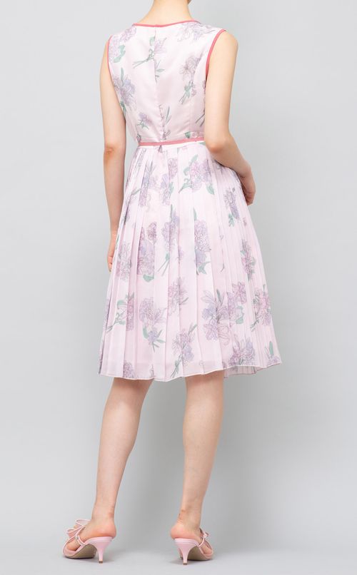 フラワープリントプリーツワンピース