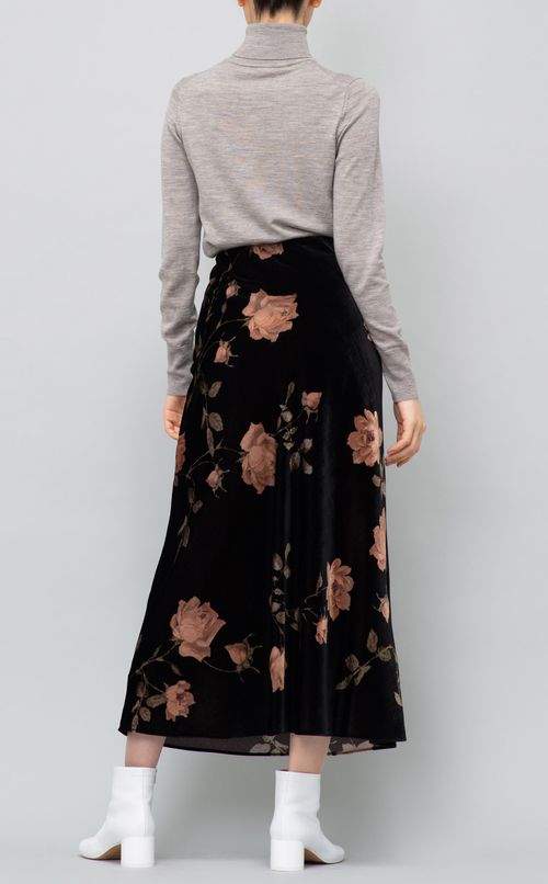 フラワープリントベロアスカート