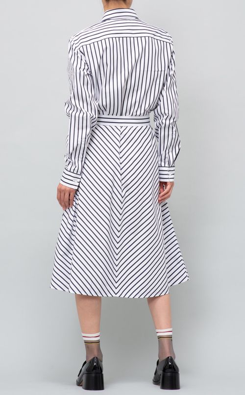 ベルト付ストライプシャツワンピース