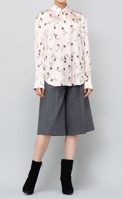 フラワープリントシルクブラウス
