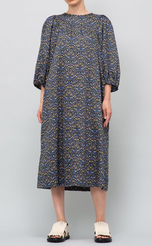 フラワープリントタックギャザーワンピース