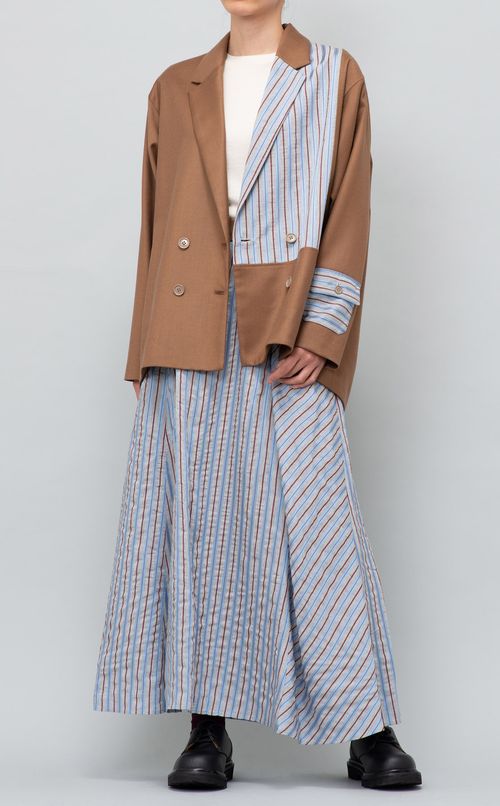 ストライプ切替ダブルジャケット