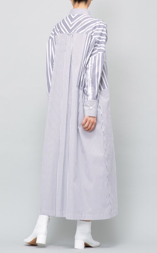 コットンストライプシャツワンピース