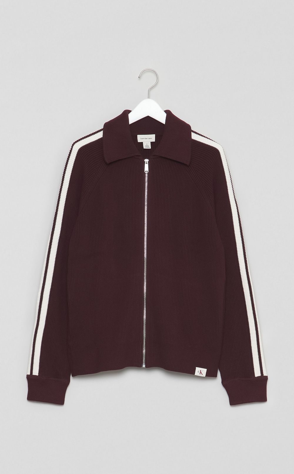 衿付きジップアップニット